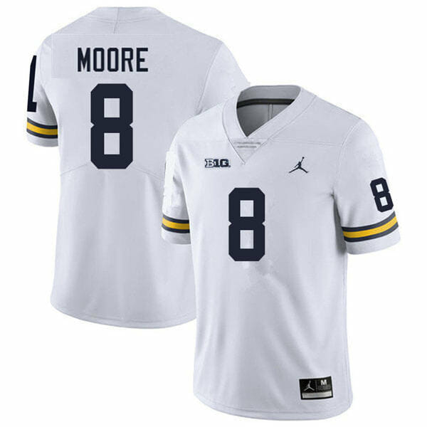 Michigan Wolverines Derrick Moore Jersey #8 College Football Game White