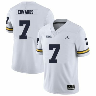 Michigan Wolverines Donovan Edwards Jersey #7 College Football Game White