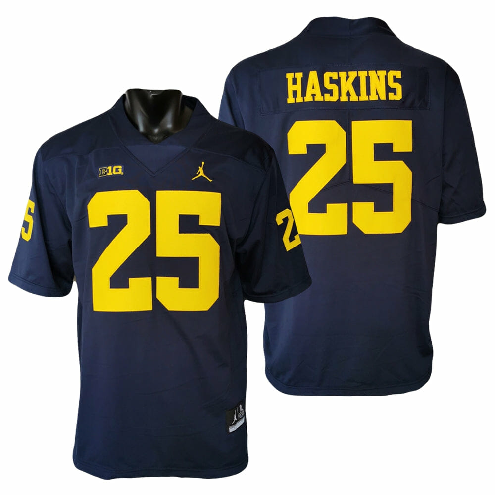 Michigan Wolverines Hassan Haskins Jersey #25 College Football Game Navy