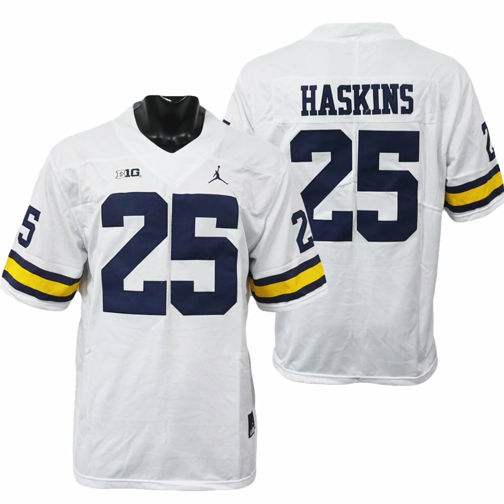 Michigan Wolverines Hassan Haskins Jersey #25 College Football Game White