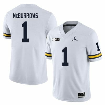 Michigan Wolverines JaDen McBurrows Jersey #1 College Football Game White