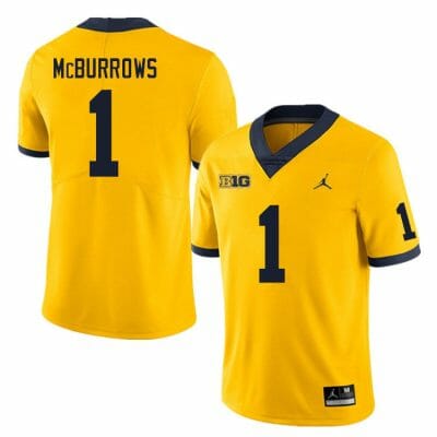 Michigan Wolverines JaDen McBurrows Jersey #1 College Football Game Yellow