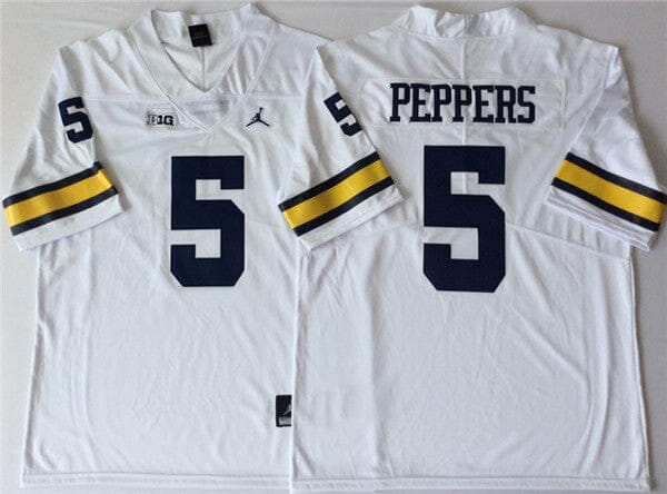 Michigan Wolverines Jabrill Peppers Jersey #5 College Football Game White