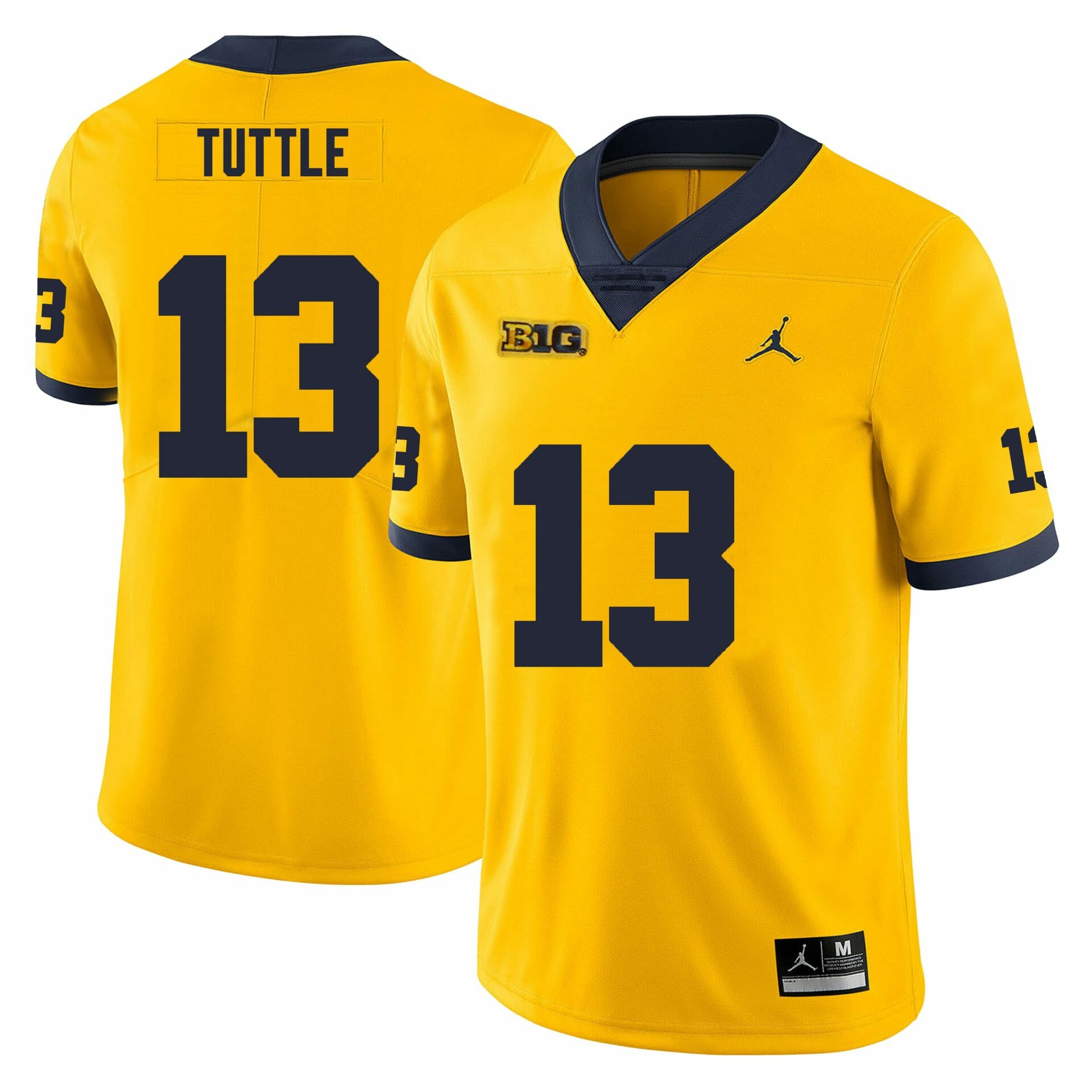 Michigan Wolverines Jack Tuttle Jersey #13 College Football Game Yellow