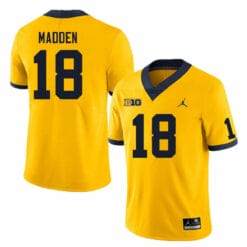Michigan Wolverines Jesse Madden Jersey #18 College Football Game Yellow