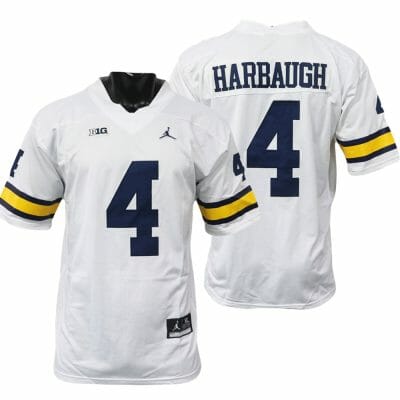 Michigan Wolverines Jim Harbaugh Jersey #4 College Football Game White