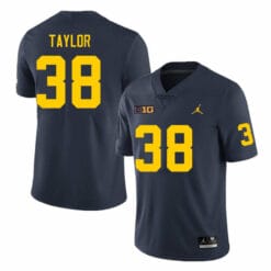 Michigan Wolverines Joe Taylor Jersey #38 College Football Game Navy