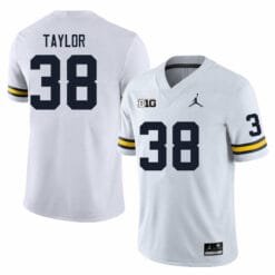 Michigan Wolverines Joe Taylor Jersey #38 College Football Game White