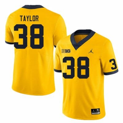 Michigan Wolverines Joe Taylor Jersey #38 College Football Game Yellow