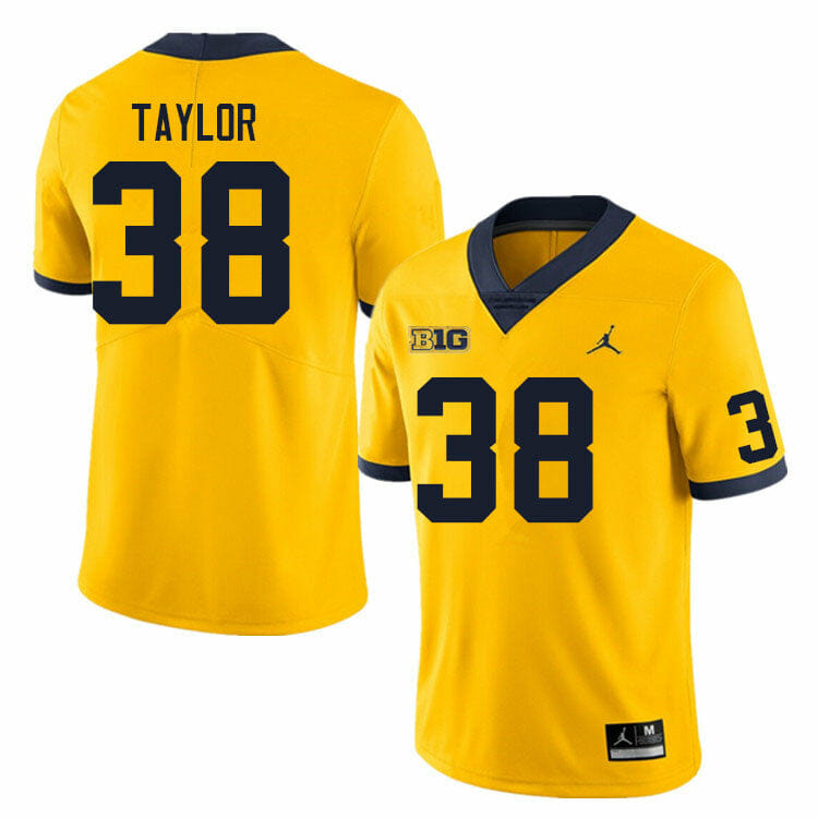 Michigan Wolverines Joe Taylor Jersey #38 College Football Game Yellow