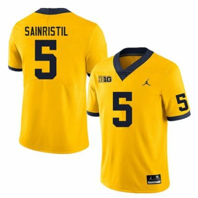 Michigan Wolverines Mike Sainristil Jersey #5 College Football Game Yellow