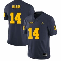 Michigan Wolverines Roman Wilson Jersey #14 College Football Game Navy