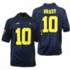 Michigan Wolverines Tom Brady Jersey #10 College Football Game Navy
