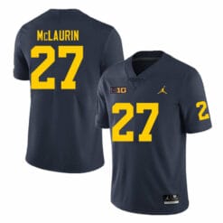 Michigan Wolverines Tyler McLaurin Jersey #27 College Football Game Navy