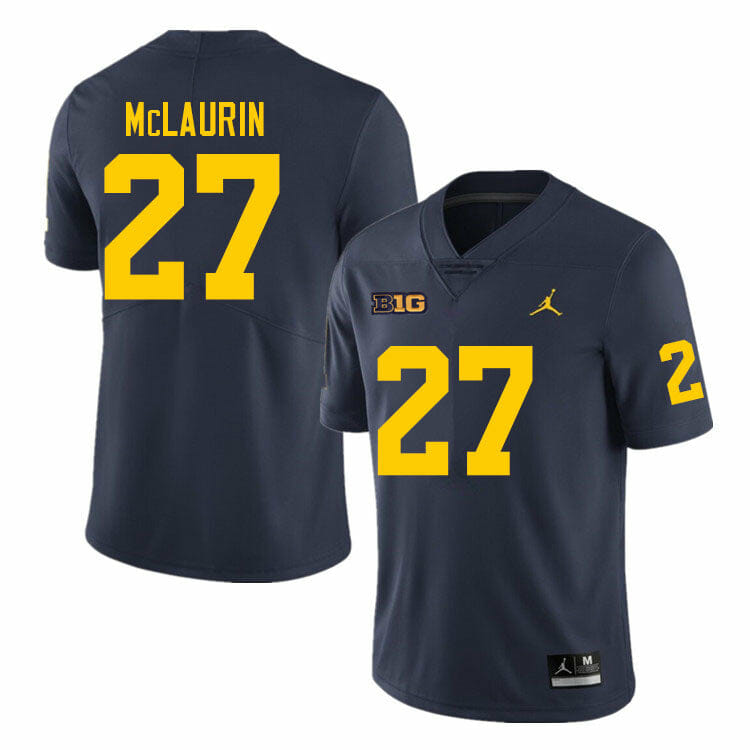Michigan Wolverines Tyler McLaurin Jersey #27 College Football Game Navy