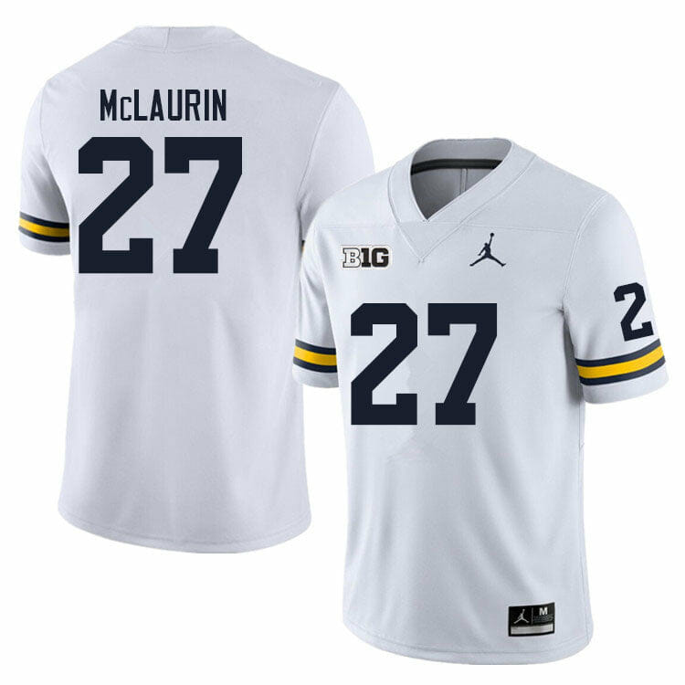 Michigan Wolverines Tyler McLaurin Jersey #27 College Football Game White