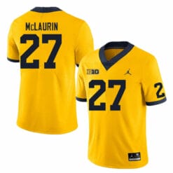 Michigan Wolverines Tyler McLaurin Jersey #27 College Football Game Yellow