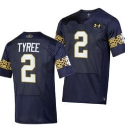 Notre Dame Fighting Irish Chris Tyree Jersey #2 College Football 2023 Aer Lingus Classic Navy