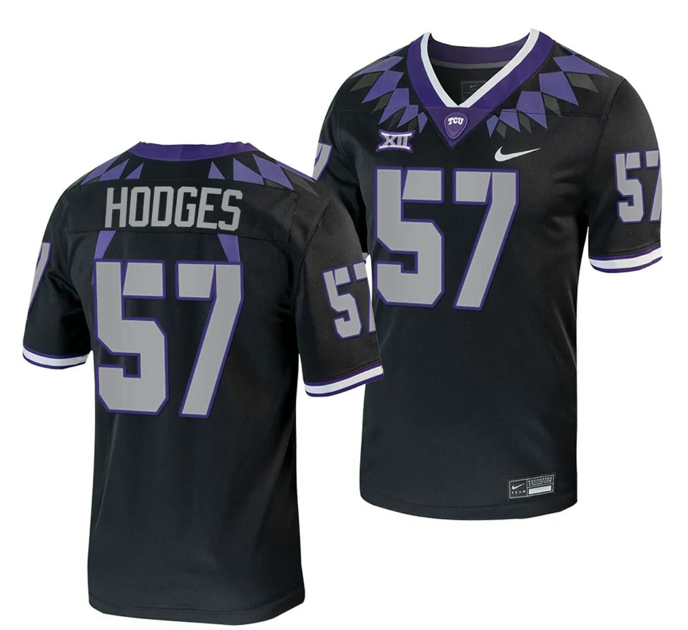 TCU Horned Frogs Johnny Hodges Jersey Alternate College Football Black Replica #57