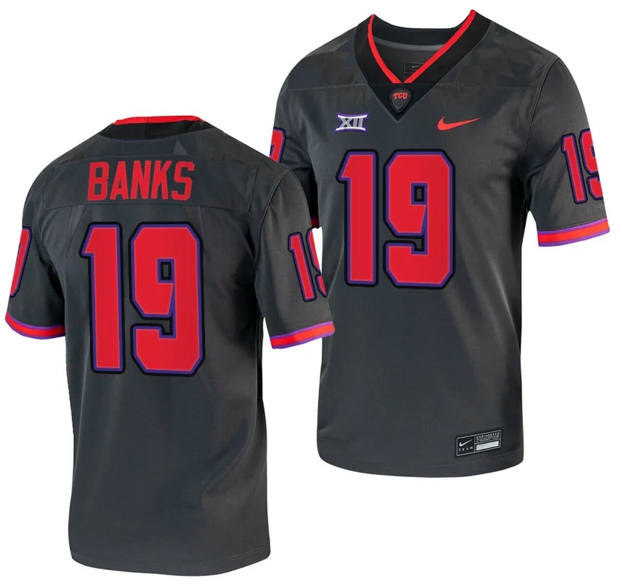 TCU Horned Frogs Shadrach Banks Jersey Alternate College Football Grey Replica #19
