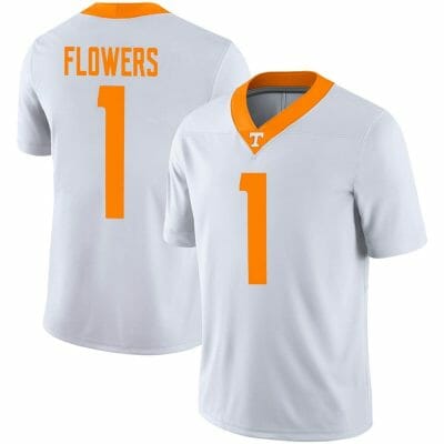 Tennessee Volunteers Trevon Flowers Jersey #1 College Football White