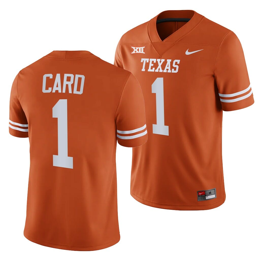 Texas Longhorns Hudson Card Jersey #1College Football Orange