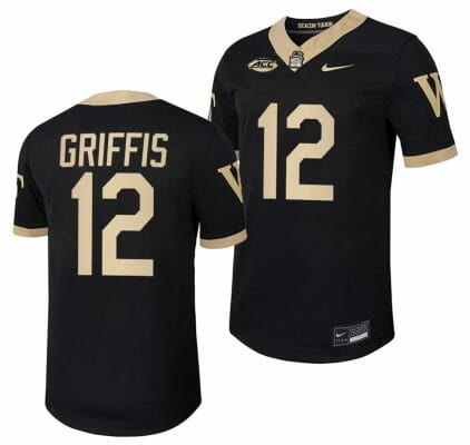 Wake Forest Demon Deacons Mitch Griffis Jersey Home College Football Replica Black #12