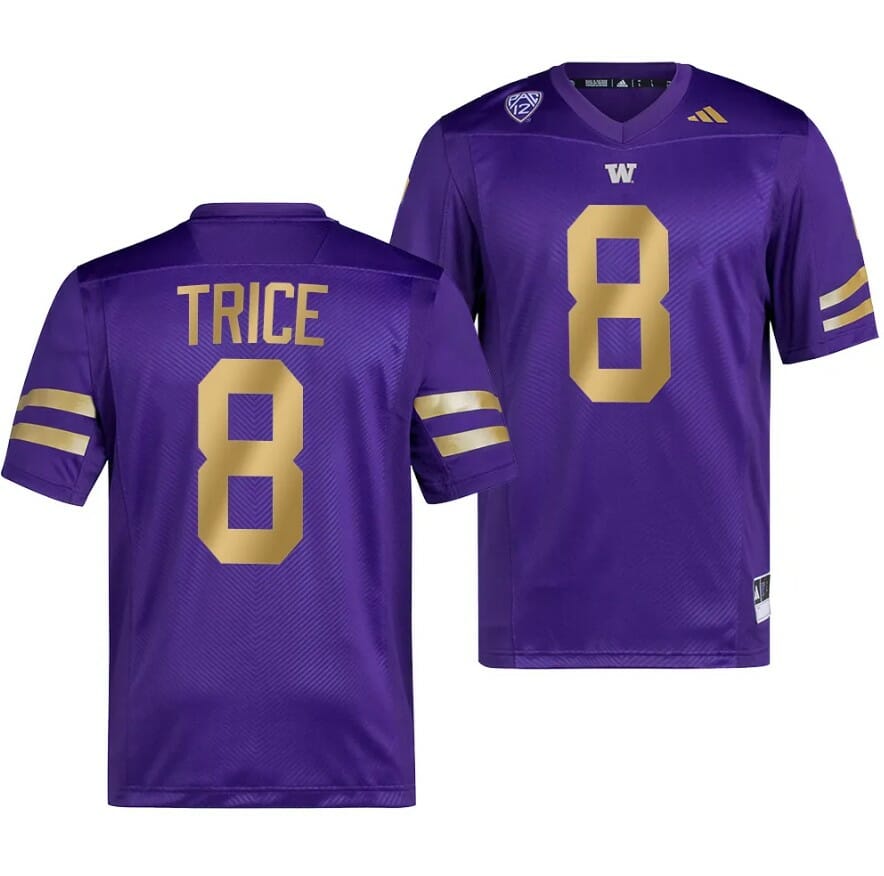 Washington Huskies Bralen Trice Jersey #8 College Football Premier Purple