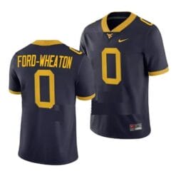 West Virginia Mountaineers Bryce Ford Wheaton Jersey #0 College Football Navy Game Uniform
