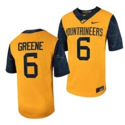 West Virginia Mountaineers Garrett Greene Jersey #6 Football Game Country Roads Gold