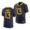 West Virginia Mountaineers Sam James Jersey #13 College Football Navy Game Uniform