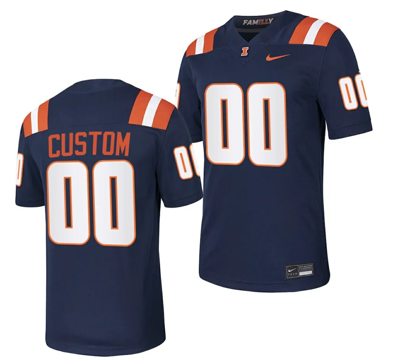 Custom Illinois Fighting Jersey Name and Number College Football Stitched Navy 2023