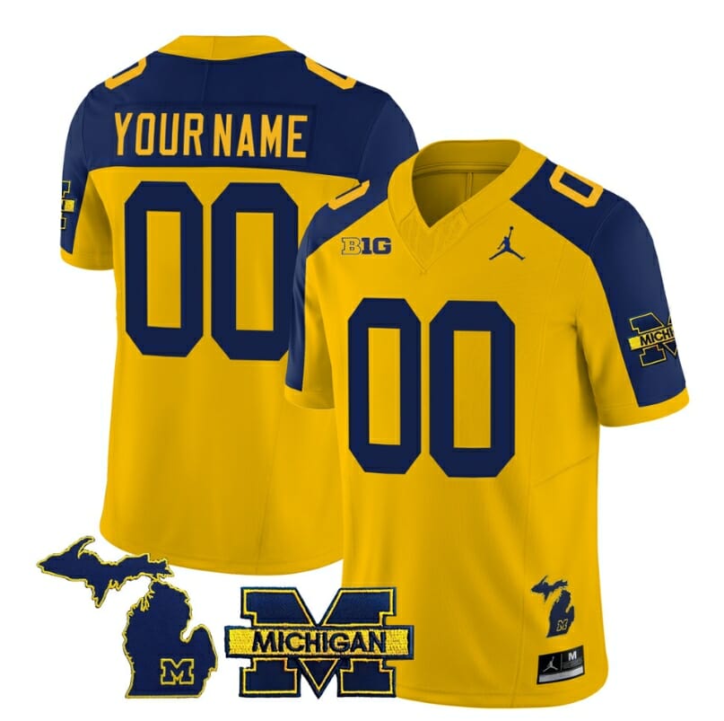 Custom Michigan Wolverines Jersey Special Name and Number College Football 2023 Stitched Maize Alternate
