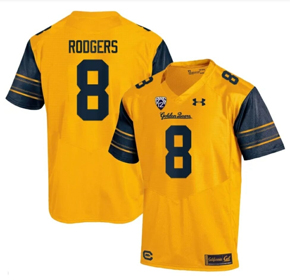 Cal Bears Aaron Rodgers Jersey #8 College Football 2023 Stitched Gold