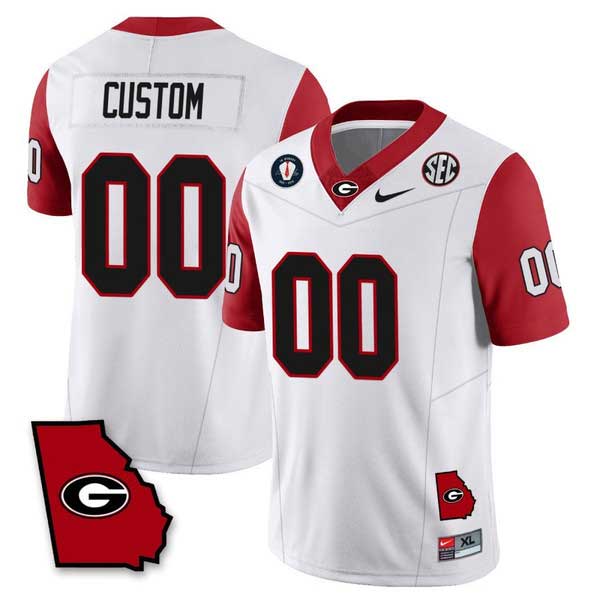 Custom Georgia Bulldogs Jersey Name and Number Color Sleeve All Stitched White