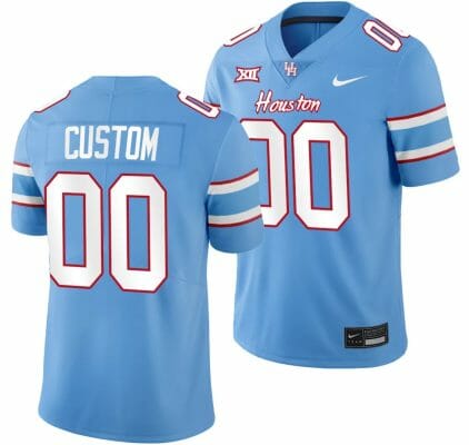Custom Houston Cougars Oilers Jersey Name and Number NCAA Football Blue