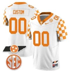 Custom Tennessee Volunteers Jersey Name and Number “Checkerboard” College Football Stitched White