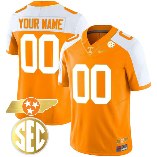 Custom Tennessee Volunteers Jersey Name and Number “Checkerboard” College Football Stitched Alternate Orange