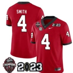 Georgia Bulldogs Nolan Smith Jersey #4 CFP National Champions Patch 2023 All Stitched Red