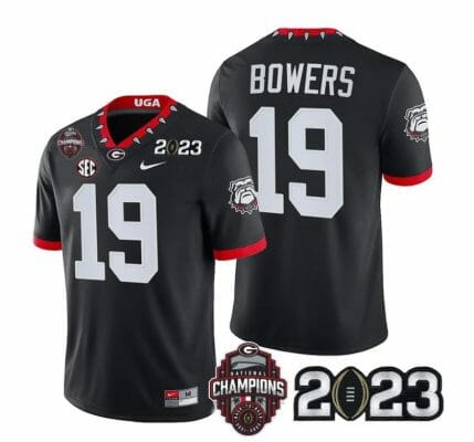 Georgia Bulldogs Brock Bowers Jersey #19 CFP National Champions Patch 2023 – All Stitched Black