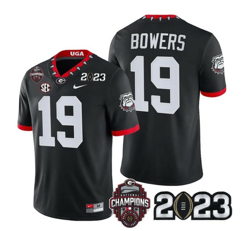 Georgia Bulldogs Brock Bowers Jersey #19 CFP National Champions Patch 2023 – All Stitched Black