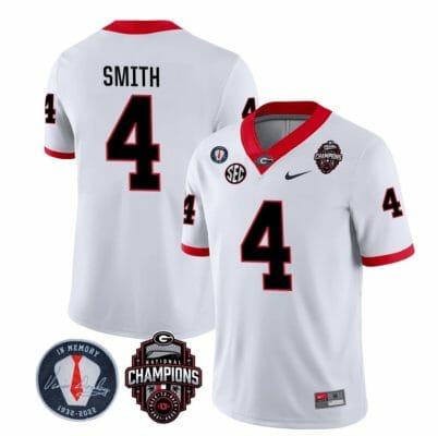 Georgia Bulldogs Nolan Smith Jersey #4 Back To Back National Champions College Football White