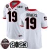 Georgia Bulldogs Brock Bowers Jersey #19 CFP National Champions Patch 2023 – All Stitched White
