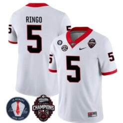Georgia Bulldogs Kelee Ringo Jersey #5 Back To Back National Champions College Football White