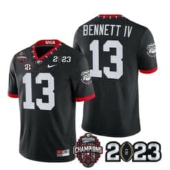 Georgia Bulldogs Stetson Bennett Jersey #13 CFP National Champions Patch 2023 All Stitched Black