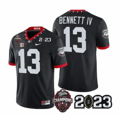 Georgia Bulldogs Stetson Bennett Jersey #13 CFP National Champions Patch 2023 All Stitched Black