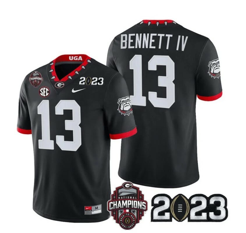 Georgia Bulldogs Stetson Bennett Jersey #13 CFP National Champions Patch 2023 All Stitched Black
