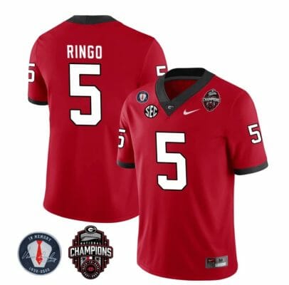 Georgia Bulldogs Kelee Ringo Jersey #5 Back To Back National Champions College Football Red