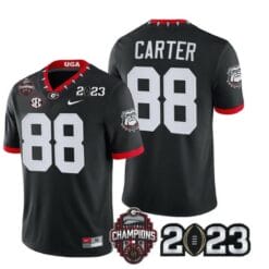 Georgia Bulldogs Jalen Carter Jersey #88 CFP National Champions Patch 2023 – All Stitched Black