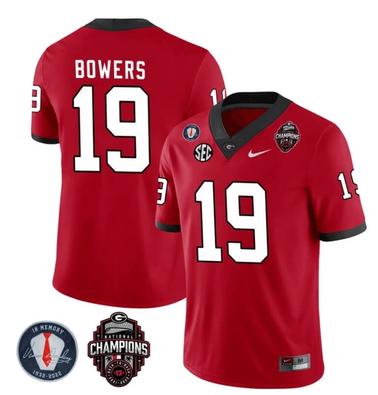 Georgia Bulldogs Brock Bowers Jersey #19 - Back To Back National Champions College Football Red